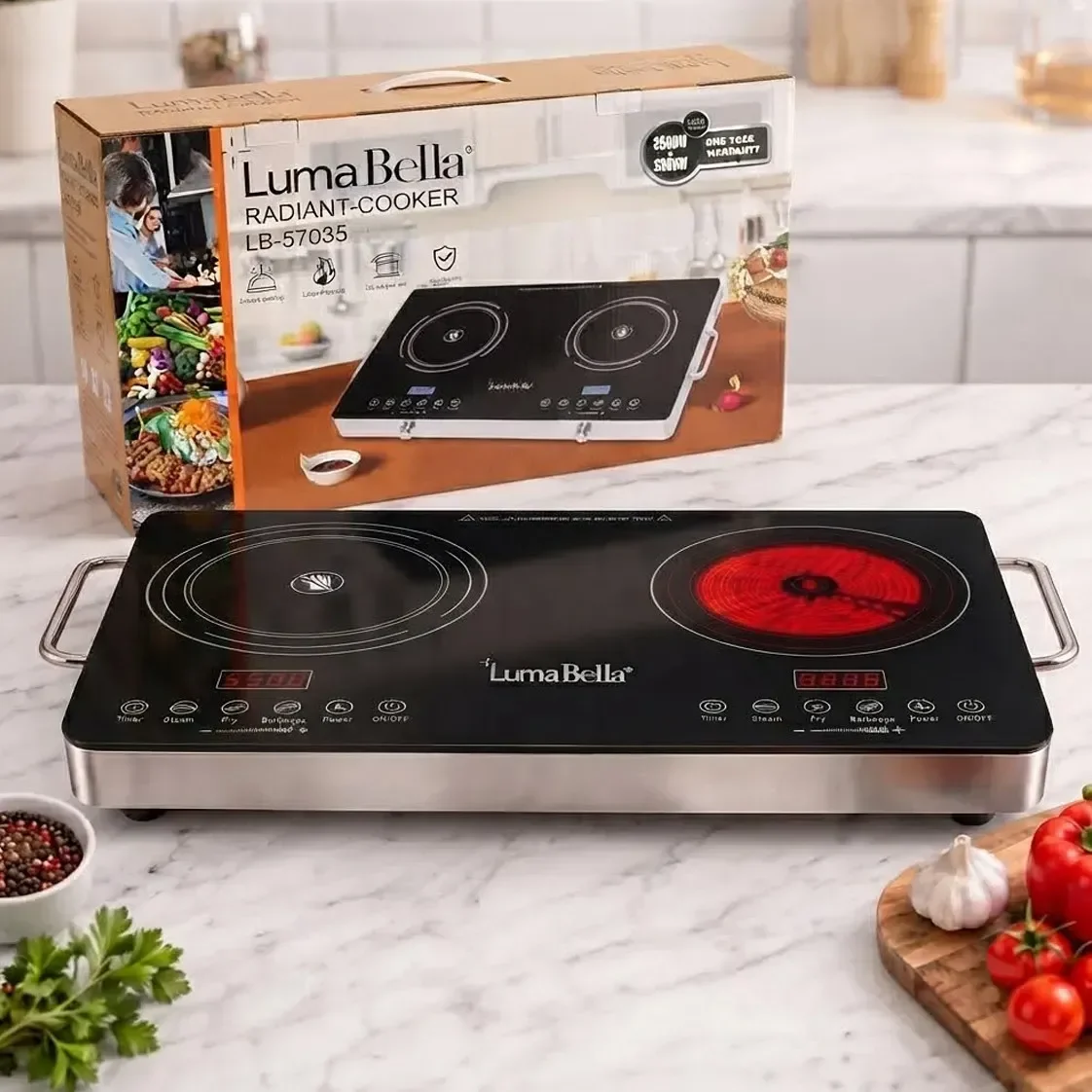 Електрична плита 7000W Luma Bella LB-57035 чорна настільна подвійна