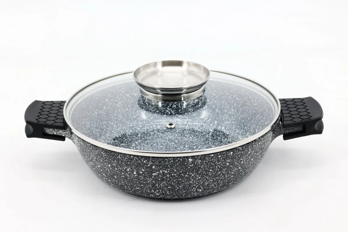 Каструля кругла з мармуровим покриттям 28×8 см 4,1 л з кришкою