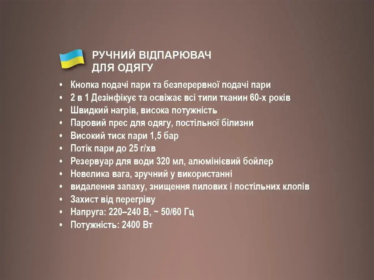 Відпарювач ручний з щітками 2400Вт 320мл BITEK BT-1285W