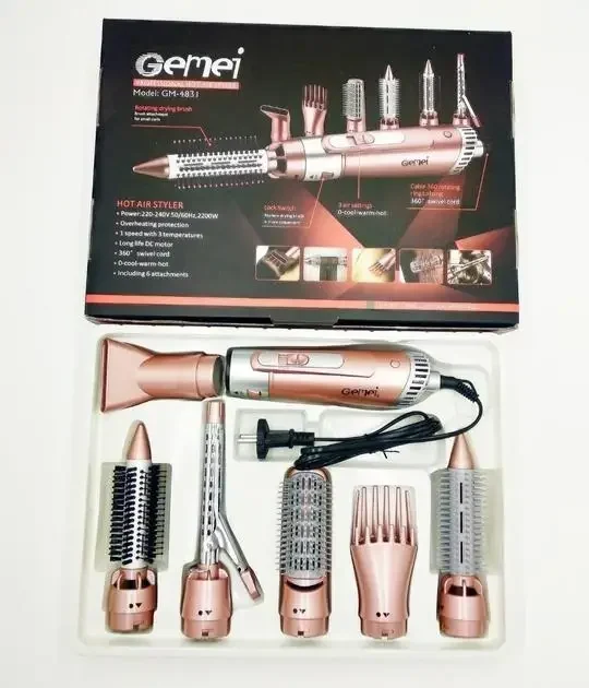 Фен-стайлер для волосся 2200 Вт з 7 насадками Gemei GM-4831-7608