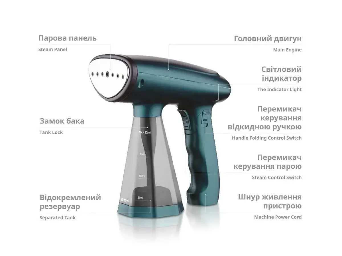 Відпарювач ручний зі складною ручкою 1600Вт 200мл BITEK BT-1277