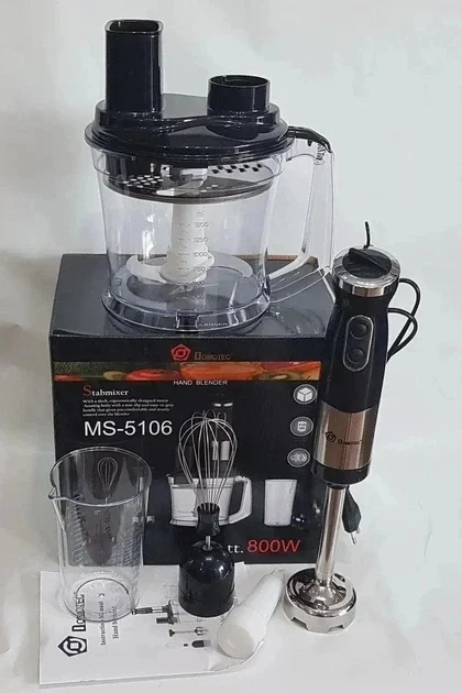 Блендер занурювальний 5в1 800 Вт чорний Domotec MS-5106