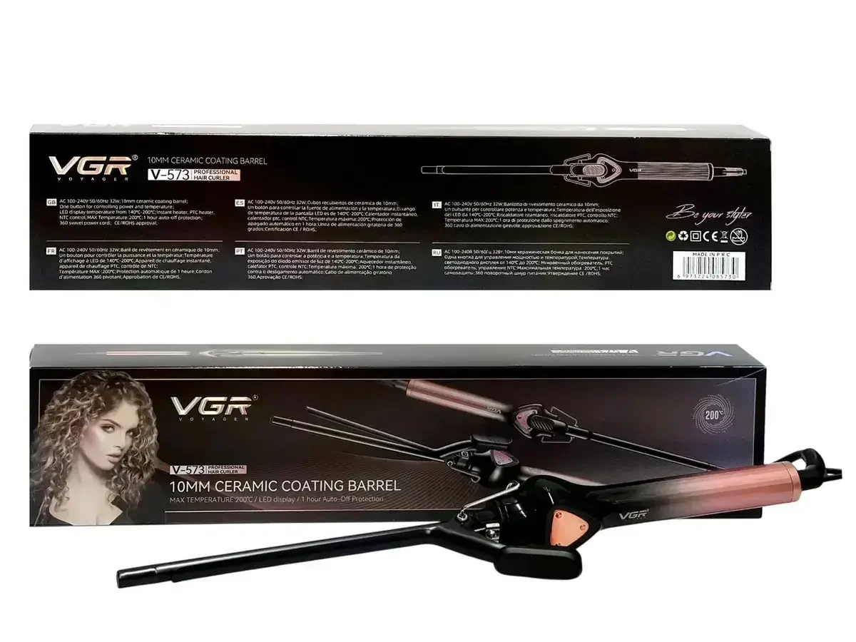 Плойка для волосся афрокудрі 10 мм 32 Вт з LCD-дисплеєм VGR V-573-6249