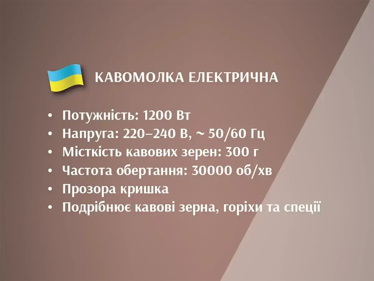 Кавомолка електрична 1200 Вт 300 г BITEK BT-7101R-6330
